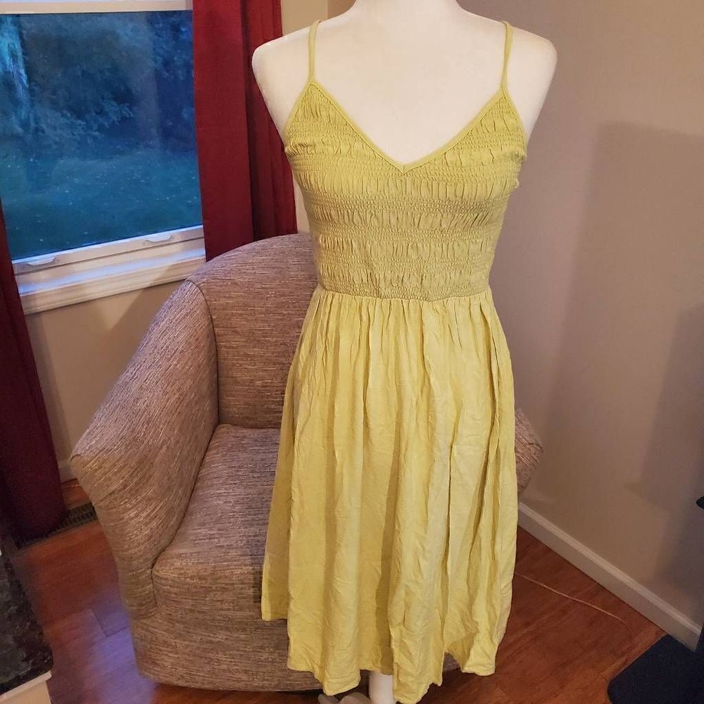 NWT WIld Fable Bright Yellow Stretchy Midi Dress Size XS